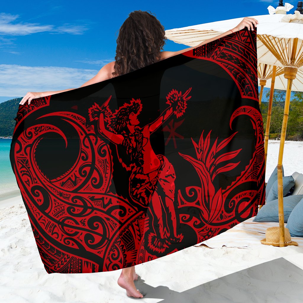 Polynesian Hawaii Sarong - Hula Girl Red Women One Size Red - Polynesian Pride