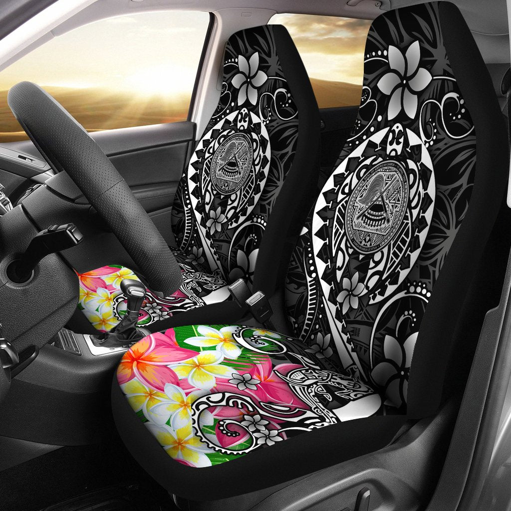 American Samoa Polynesian Car Seat Covers - Turtle Plumeria (Black) Universal Fit Black - Polynesian Pride