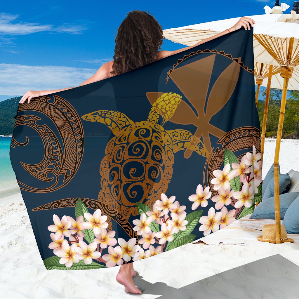 Hawaii Turtle Plumeria Polynesian Kanaka Map - Blue Style - Sarong AH Sarong One size Blue - Polynesian Pride