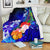 Marshall Islands Premium Blanket - Humpback Whale with Tropical Flowers (Blue) White - Polynesian Pride