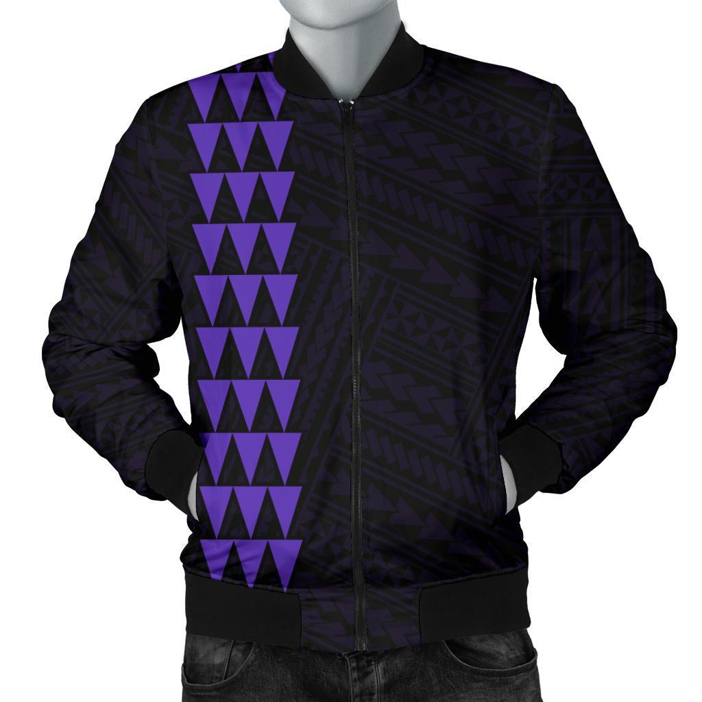 Hawaii Kakau Polynesian Turtle Map Personalized Men's Bomber Jacket - Purple Purple - Polynesian Pride