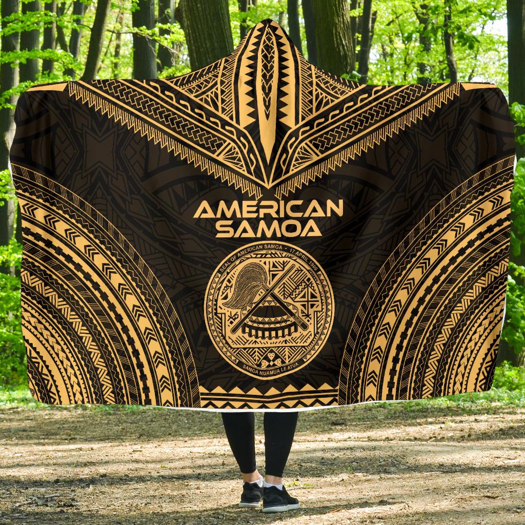 American Samoa Polynesian Chief Hooded Blanket - Gold Version Hooded Blanket Gold - Polynesian Pride