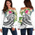 Marshall Islands Polynesian Off Shoulder Sweater - Summer Plumeria (White) White - Polynesian Pride