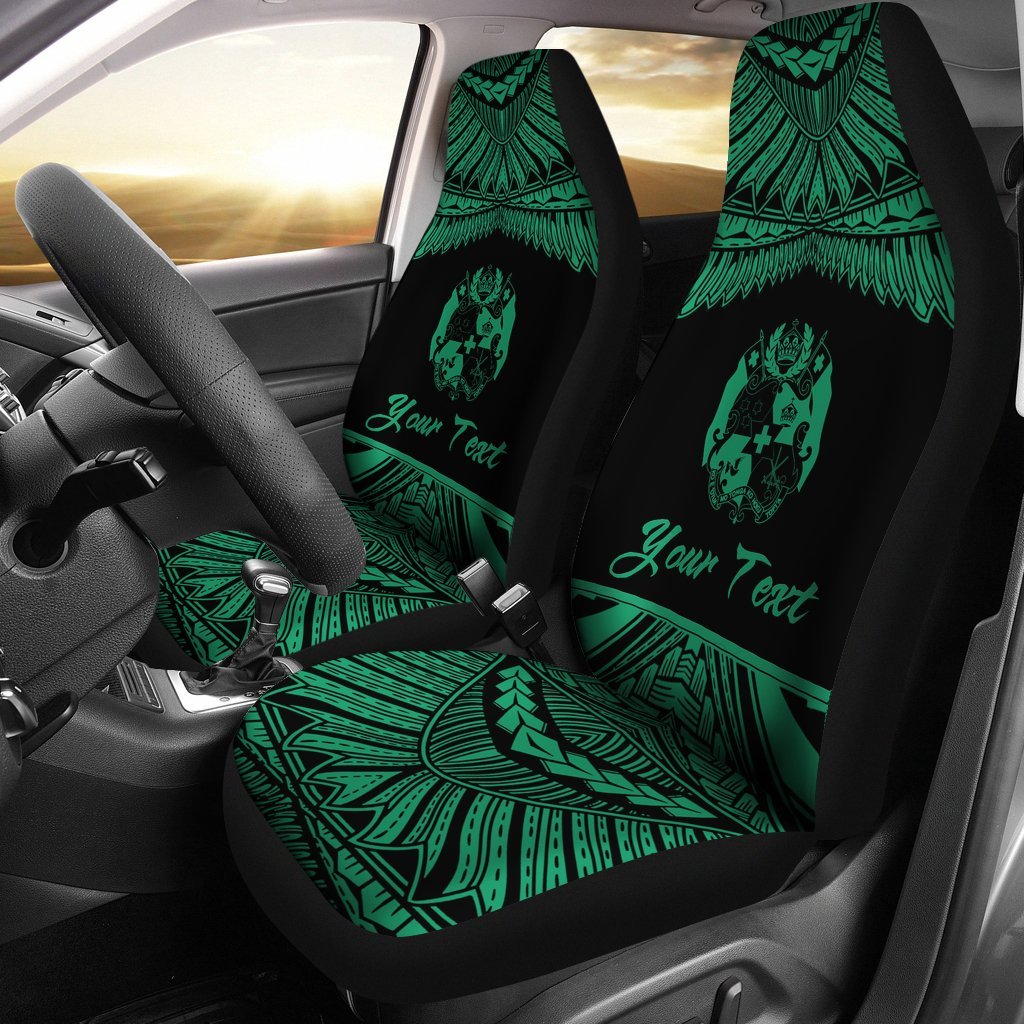 Tonga Polynesian Custom Personalised Car Seat Covers - Pride Green Version Universal Fit Green - Polynesian Pride