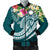 Marshall Islands Polynesian Men's Bomber Jacket - Summer Plumeria (Turquoise) Turquoise - Polynesian Pride