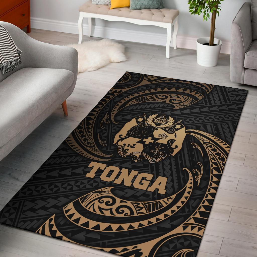 Tonga Polynesian Area Rug - Gold Tribal Wave Gold - Polynesian Pride