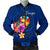 Tonga Polynesian Men's Bomber Jacket - Floral With Seal Blue - Polynesian Pride