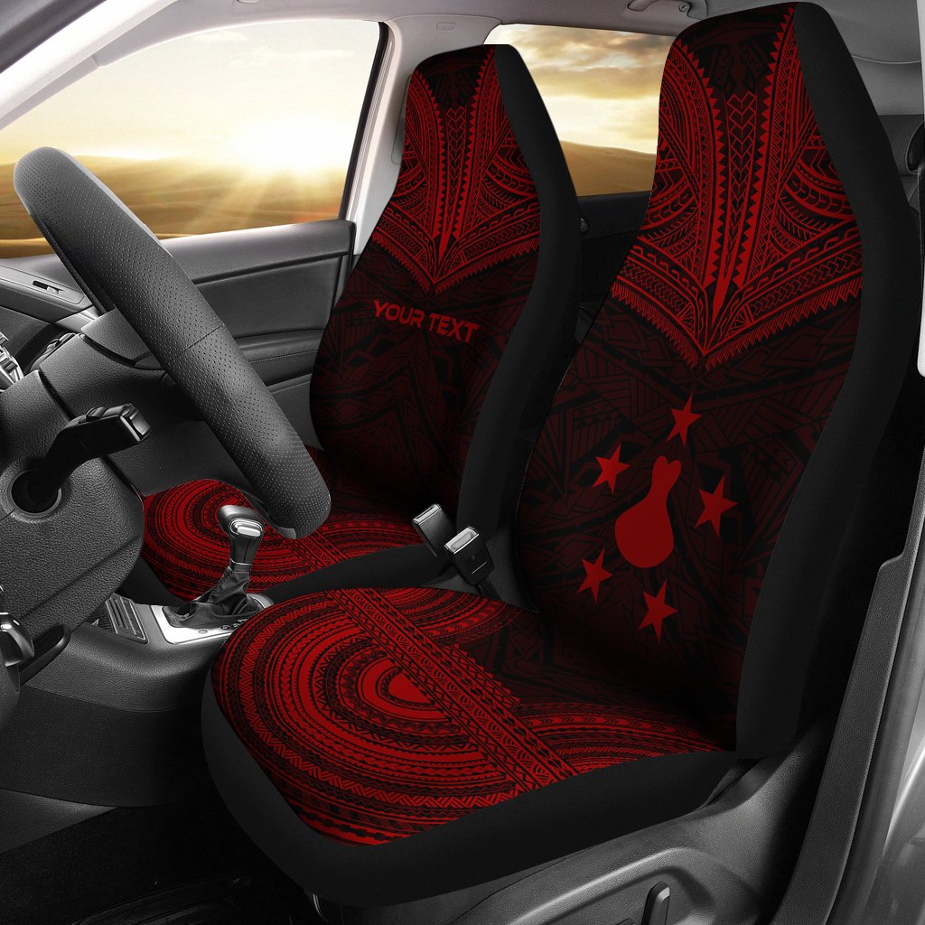 Austral Islands Custom Personalised Car Seat Cover - Austral Islands Flag Polynesian Chief Tattoo Deep Red Version Universal Fit Red - Polynesian Pride