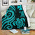 Wallis and Futuna Premium Blanket - Turquoise Tentacle Turtle White - Polynesian Pride