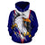 American Samoa All Over Zip up Hoodie Eagle Blue - Polynesian Pride