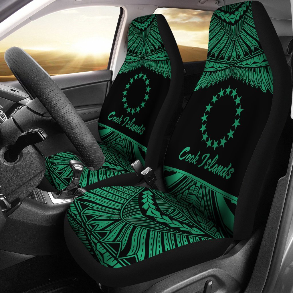 Cook Islands Polynesian Car Seat Covers - Pride Green Version Universal Fit Green - Polynesian Pride