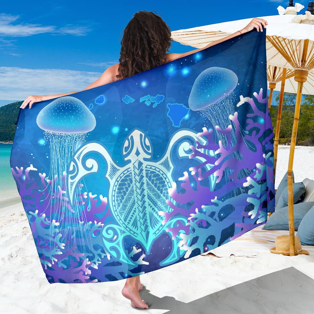 Hawaii Turtle Jellyfish Coral Galaxy Sarong Sarong One Size Galaxy - Polynesian Pride