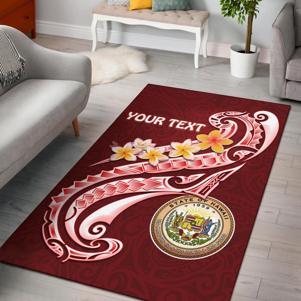 Hawaii Personalised Area Rug - Hawaii Seal Polynesian Patterns Plumeria Art - Polynesian Pride