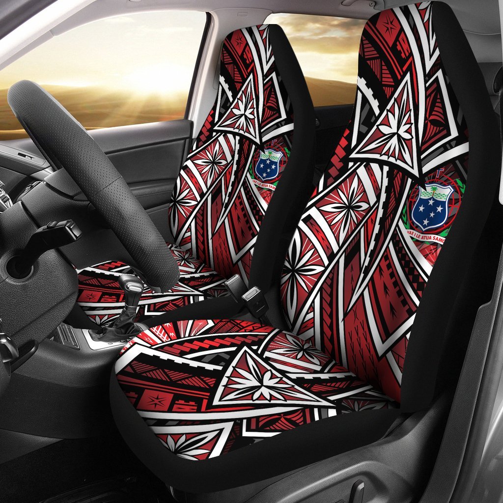 Samoa Car Seat Covers - Tribal Flower Special Pattern Red Color Universal Fit Red - Polynesian Pride