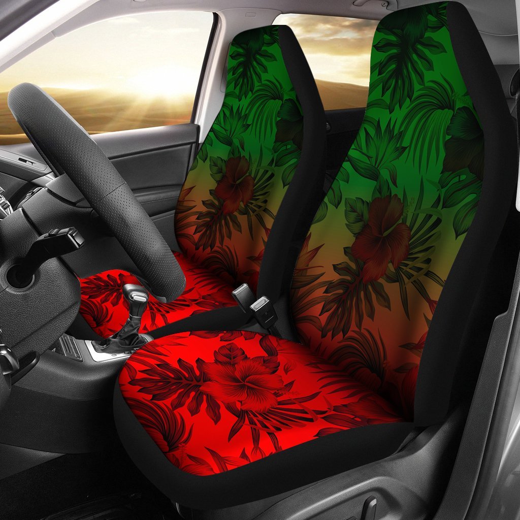 Polynesian Car Seat Covers - Red Hibiscus Patterns Universal Fit Red - Polynesian Pride