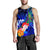 Kosrae Custom Personalised Men's Tank Top - Humpback Whale with Tropical Flowers (Blue) - Polynesian Pride