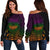 American Samoa Women's Off Shoulder Sweater - AS Seal Rocket Style Black - Polynesian Pride