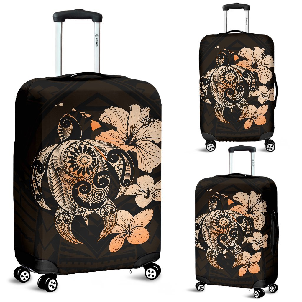 Hibiscus Plumeria Mix Polynesian Orange Turtle Luggage Covers Orange - Polynesian Pride