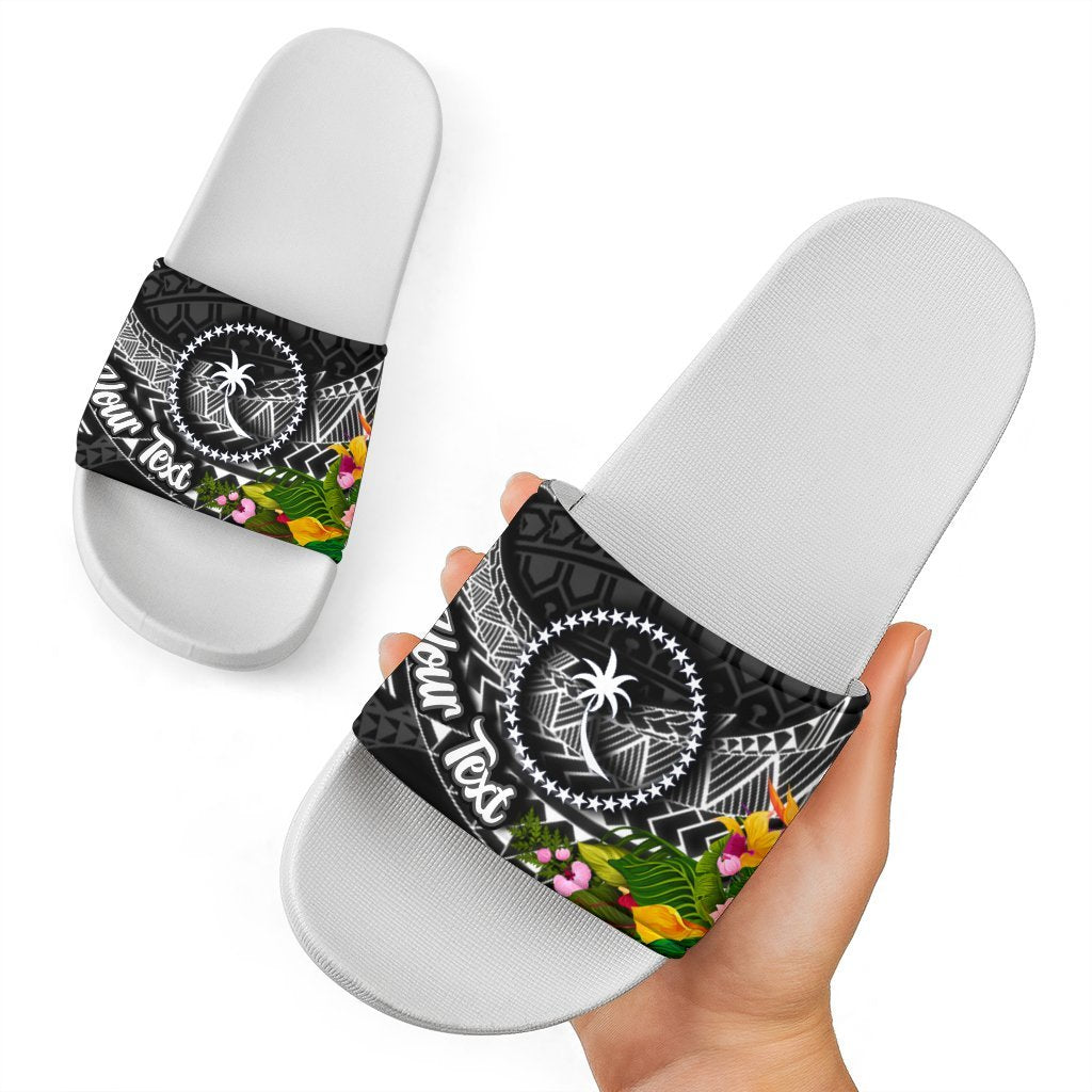 Chuuk State Slide Sandals - Custom Personalised Seal Spiral Polynesian Patterns White - Polynesian Pride