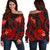 Samoa Polynesian Off Shoulder Sweater - Red Plumeria RED - Polynesian Pride