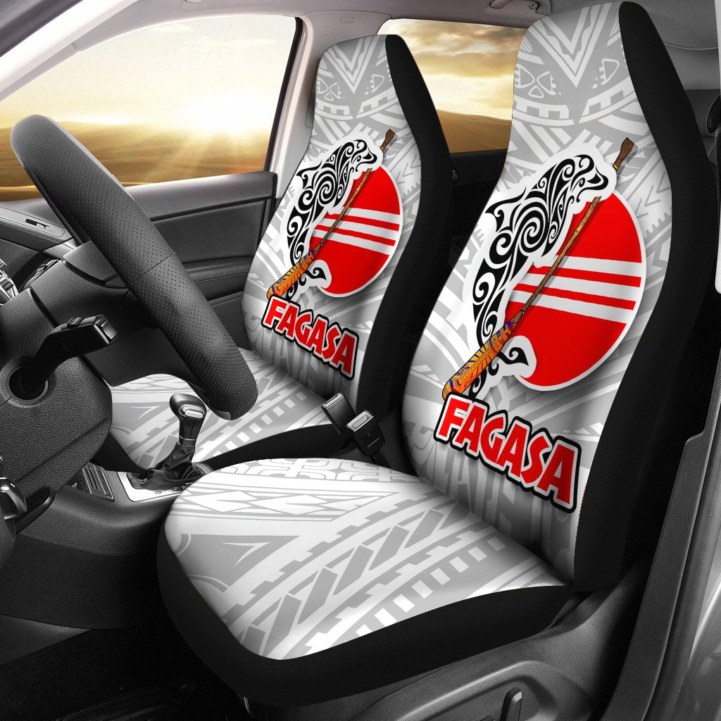 American Samoa Polynesian Car Seat Covers - Fagasa Universal Fit White - Polynesian Pride