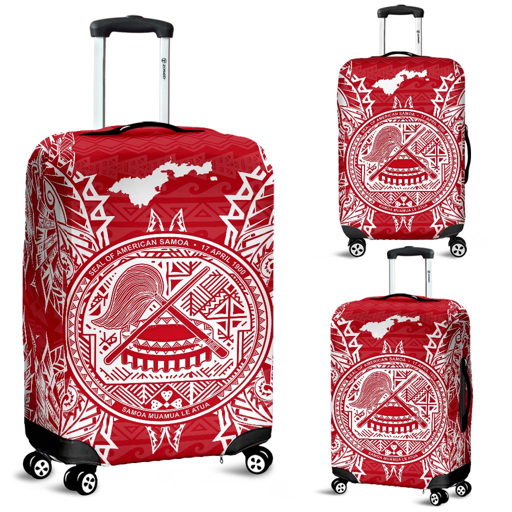 American Samoa Polynesian Luggage Covers Map Red White Red - Polynesian Pride