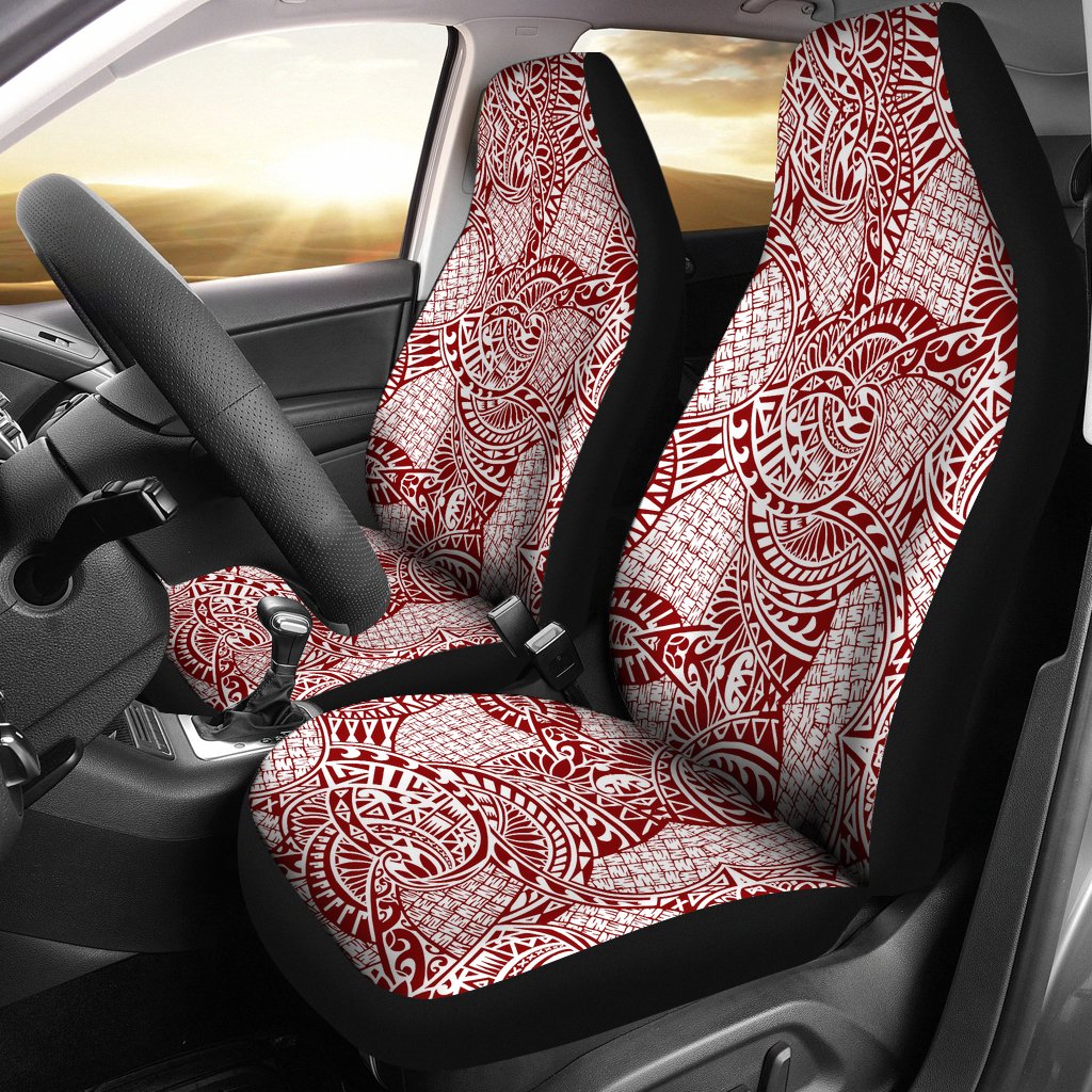 Polynesian Car Seat Cover - Polynesian Tattoo 29 Universal Fit Red - Polynesian Pride