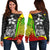 Chuuk Micronesian Women Off Shoulder Sweater Reggae - Turtle With Hook Art - Polynesian Pride