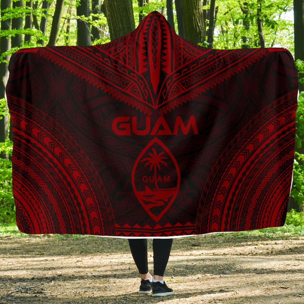 Guam Polynesian Chief Hooded Blanket - Red Version Hooded Blanket Red - Polynesian Pride