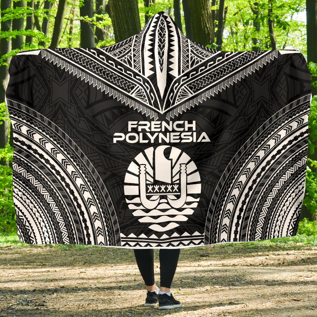 French Polynesia Polynesian Chief Hooded Blanket - Black Version Hooded Blanket Black - Polynesian Pride