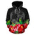 Tonga Polynesian Zip Hoodie Black Hibiscus - Polynesian Pride