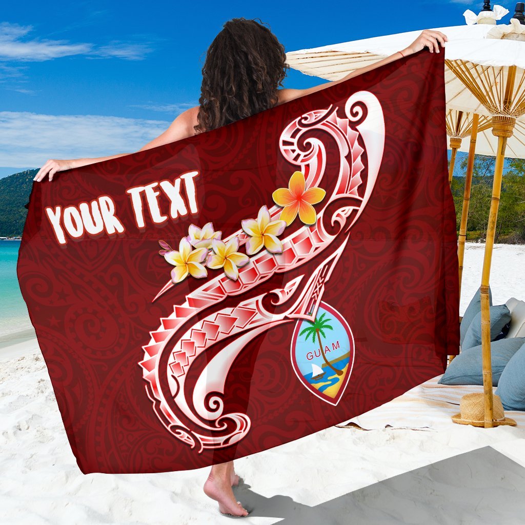 Guam Personalised Sarong - Guam Seal Polynesian Patterns Plumeria (Red) One Style One Size Red - Polynesian Pride