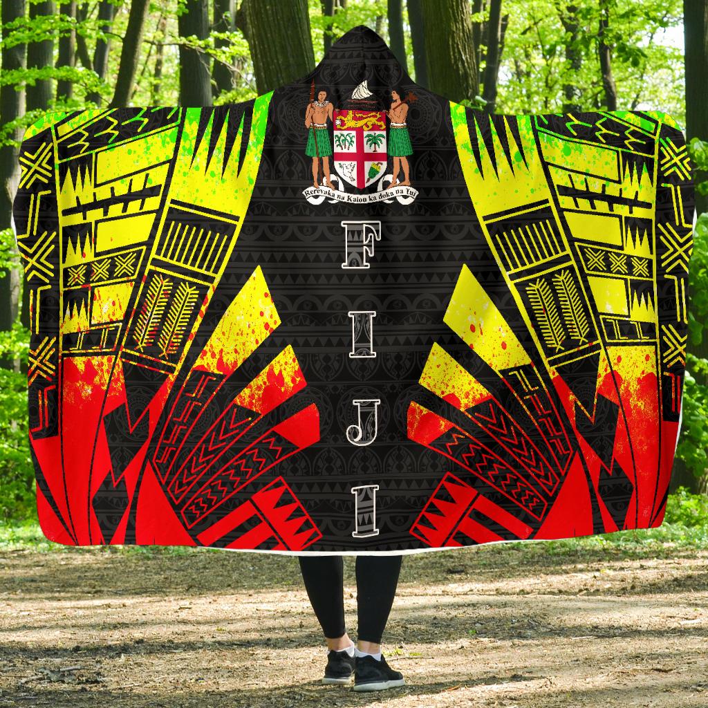 Fiji Hooded Blanket - Polynesian Tattoo Reggae Hooded Blanket Reggae - Polynesian Pride