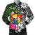 Tonga Men Bomber Jacket - Turtle Plumeria Banana Leaf Black - Polynesian Pride