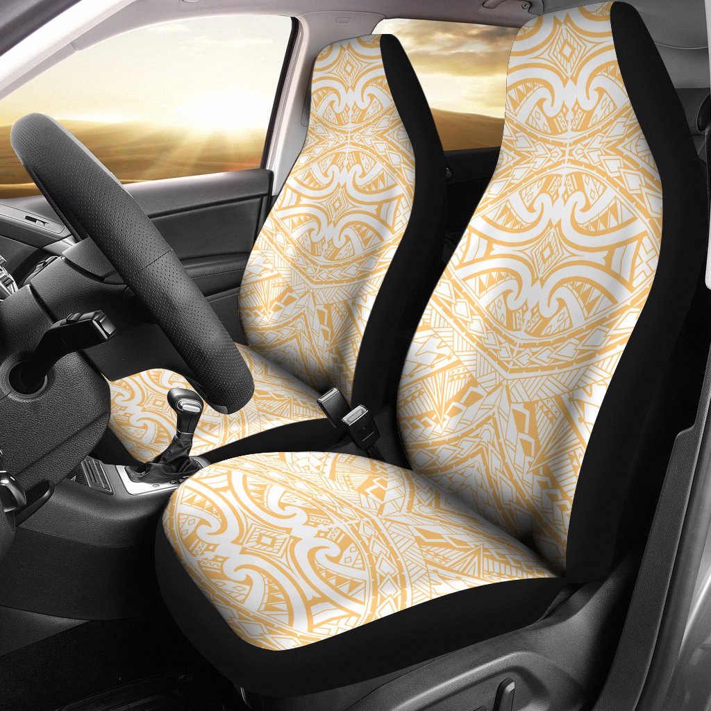 Polynesian Car Seat Cover - Polynesian Tattoo 22 Universal Fit Yellow - Polynesian Pride