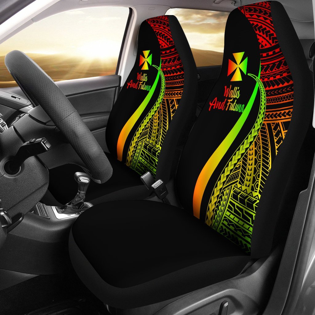 Wallis And Futuna Car Seat Covers - Reggae Polynesian Tentacle Tribal Pattern Universal Fit Reggae - Polynesian Pride