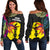 New Caledonia Women's Off Shoulder Sweater - Polynesian Hibiscus Pattern Black - Polynesian Pride