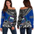 Samoa Off Shoulder Sweater Fall In The Wave K9 Blue - Polynesian Pride