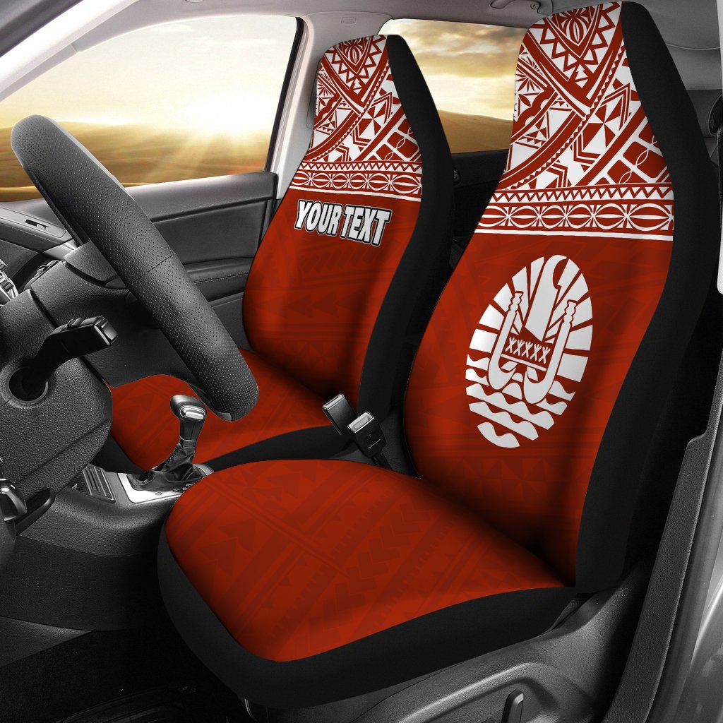 Tahiti Custom Personalised Car Seat Covers - Tahiti Flag Polynesian Red Horizontal Universal Fit Red - Polynesian Pride