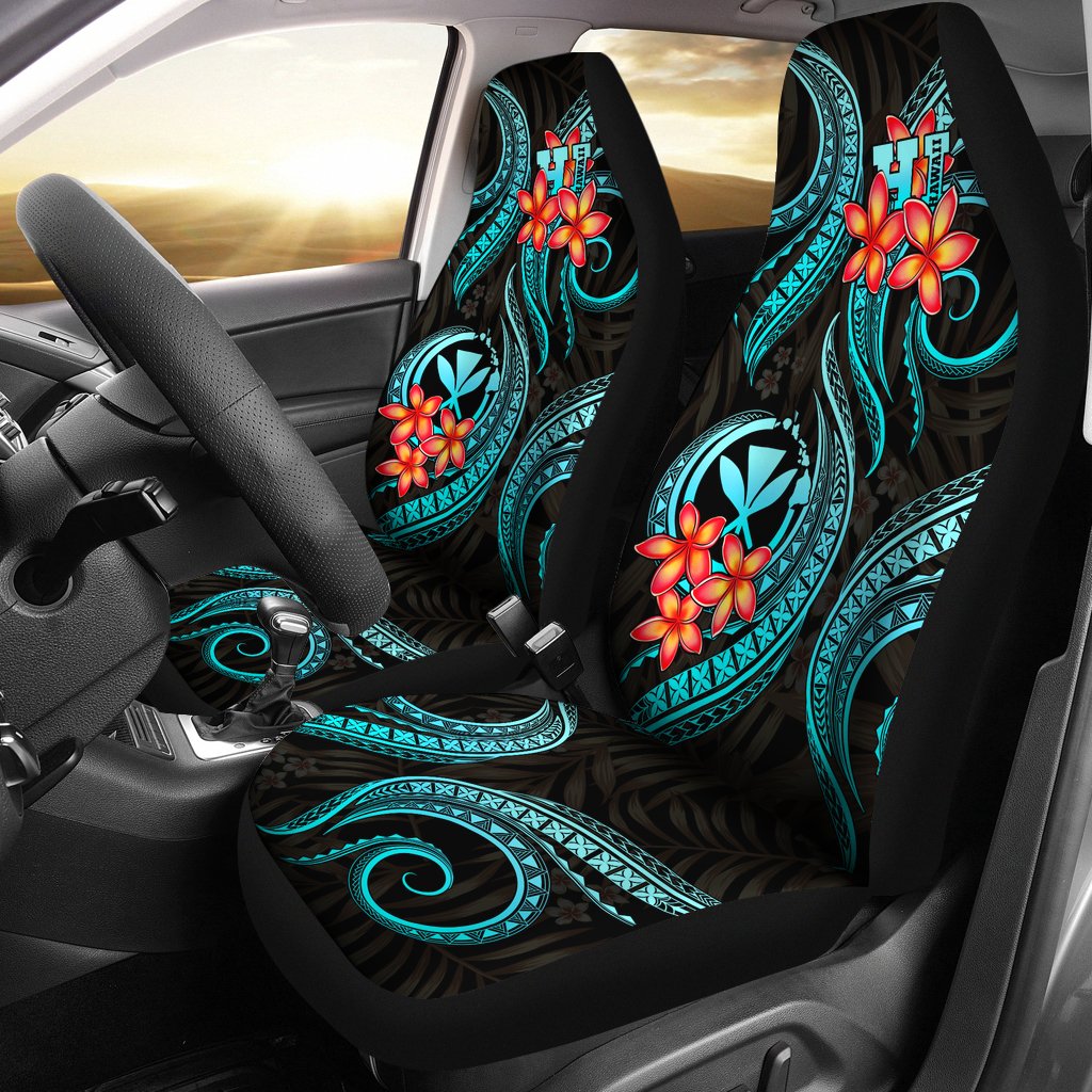 Polynesian Hawaii Car Seat Covers - Turquoise Plumeria Universal Fit TURQUOISE - Polynesian Pride