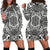 Polynesian Women's Hoodie Dress - Polynesian White Black White And Black - Polynesian Pride