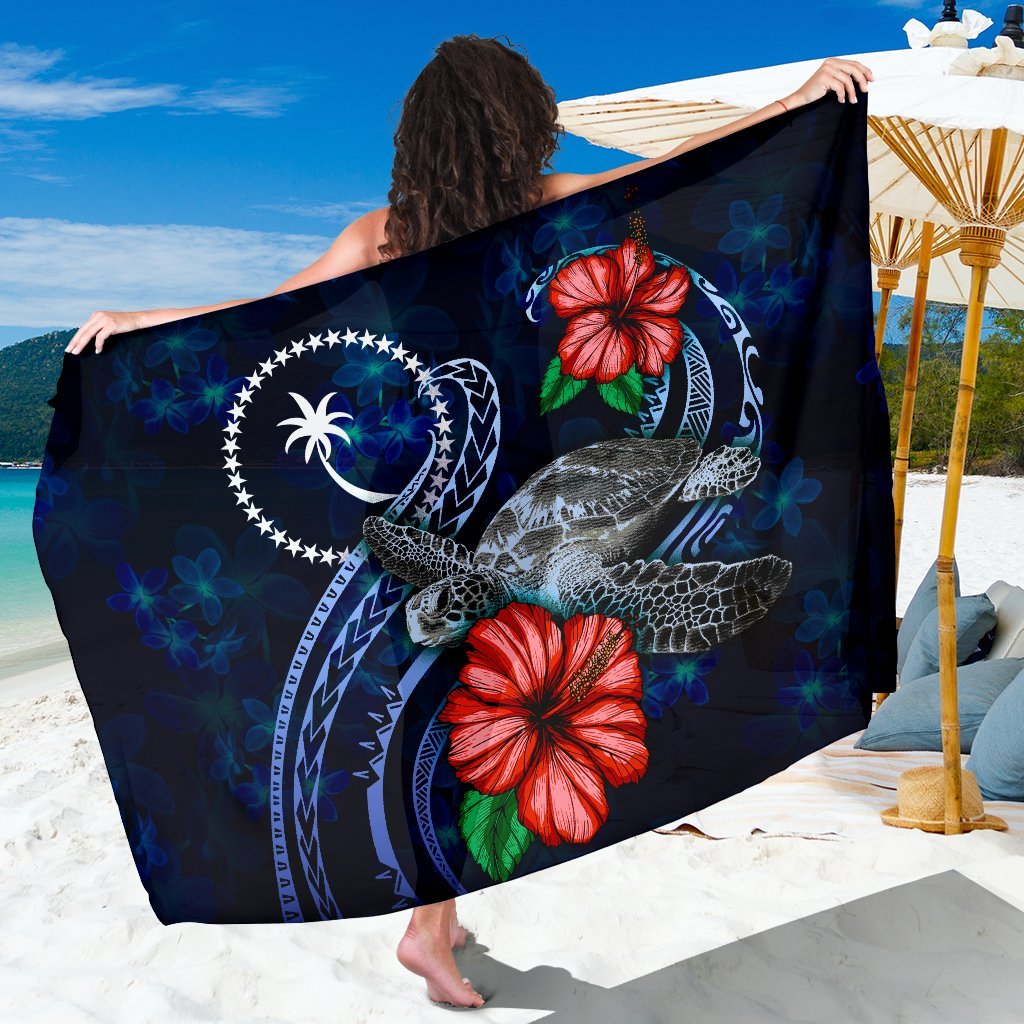 Chuuk Polynesian Sarong - Blue Turtle Hibiscus One Style One Size Blue - Polynesian Pride