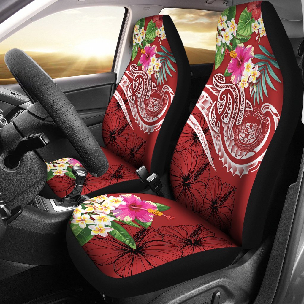 Polynesian Hawaii Car Seat Covers - Summer Plumeria (Red) Universal Fit Red - Polynesian Pride