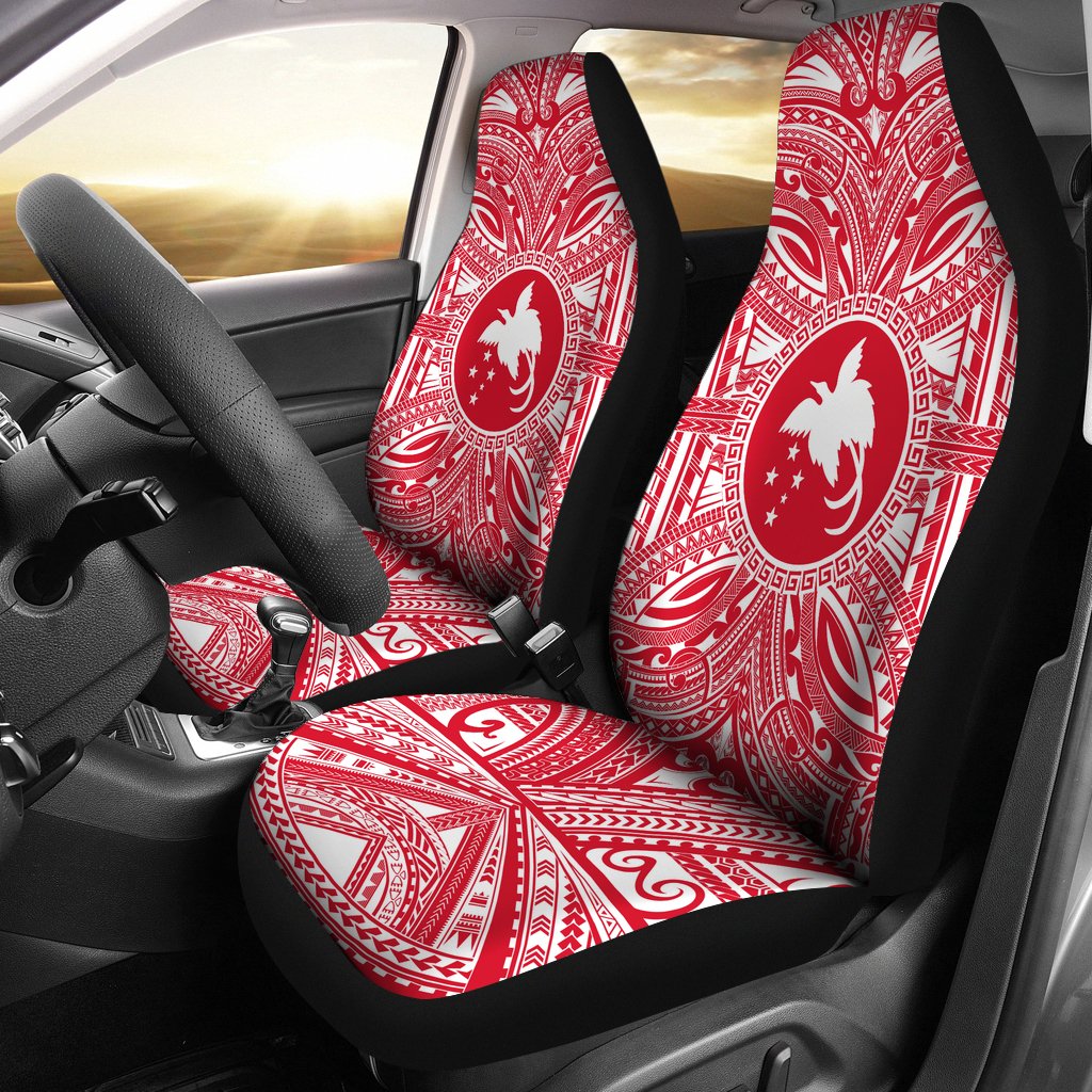 Papua New Guinea 1 Car Seat Cover - Papua New Guinea 1 Coat Of Arms Polynesian Flag Color Universal Fit Red - Polynesian Pride