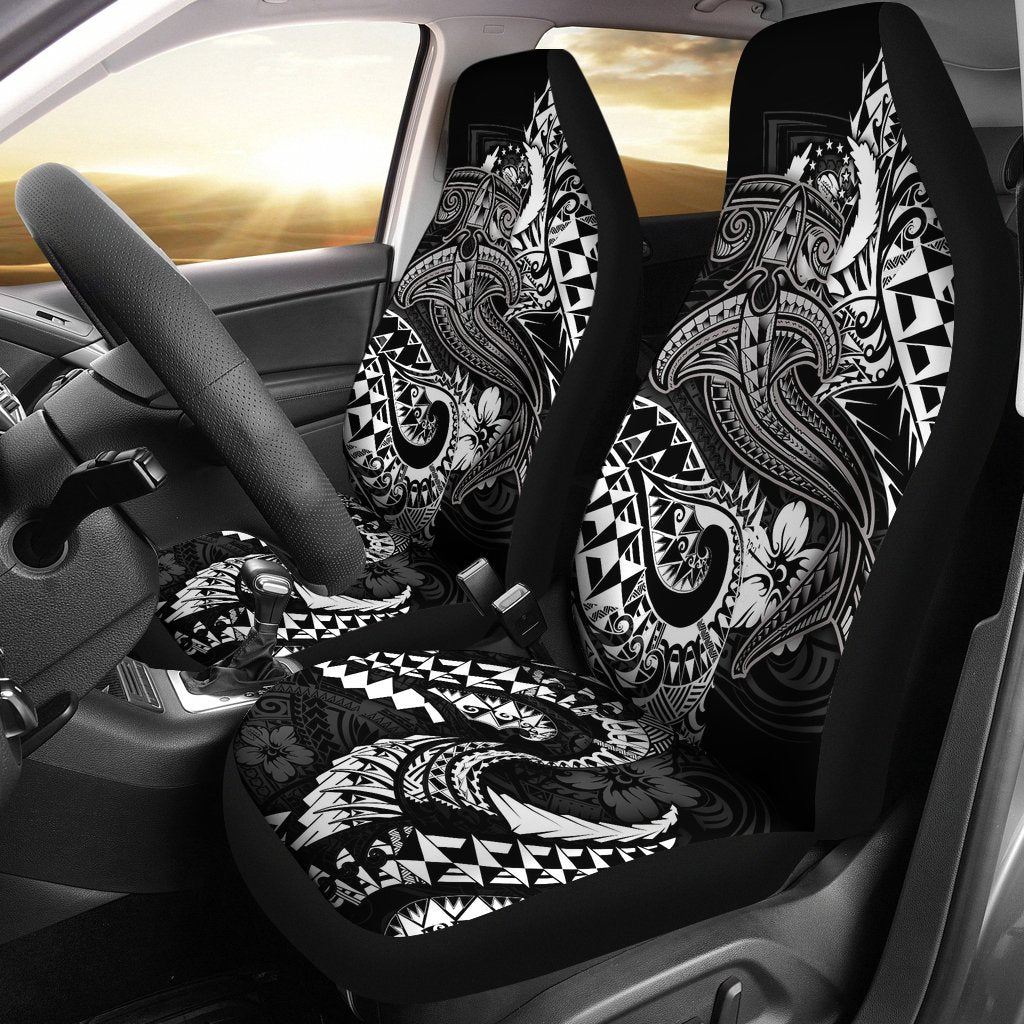 Pohnpei Car Seat Covers - White Shark Polynesian Tattoo Universal Fit White - Polynesian Pride