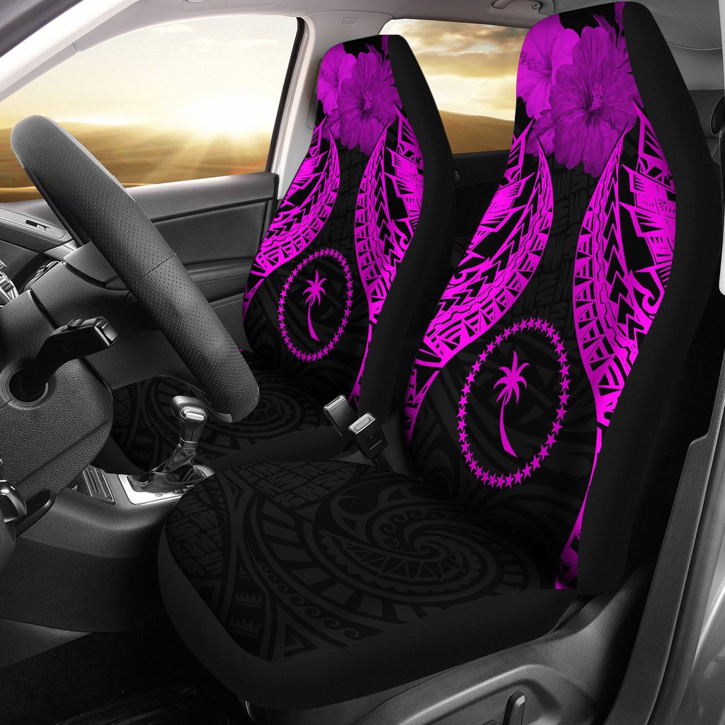 Chuuk Polynesian Car Seat Covers Pride Seal And Hibiscus Pink Universal Fit Pink - Polynesian Pride