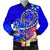 Hawaii Men's Bomber Jacket - Turtle Plumeria Polynesian Tattoo Blue Color Blue - Polynesian Pride