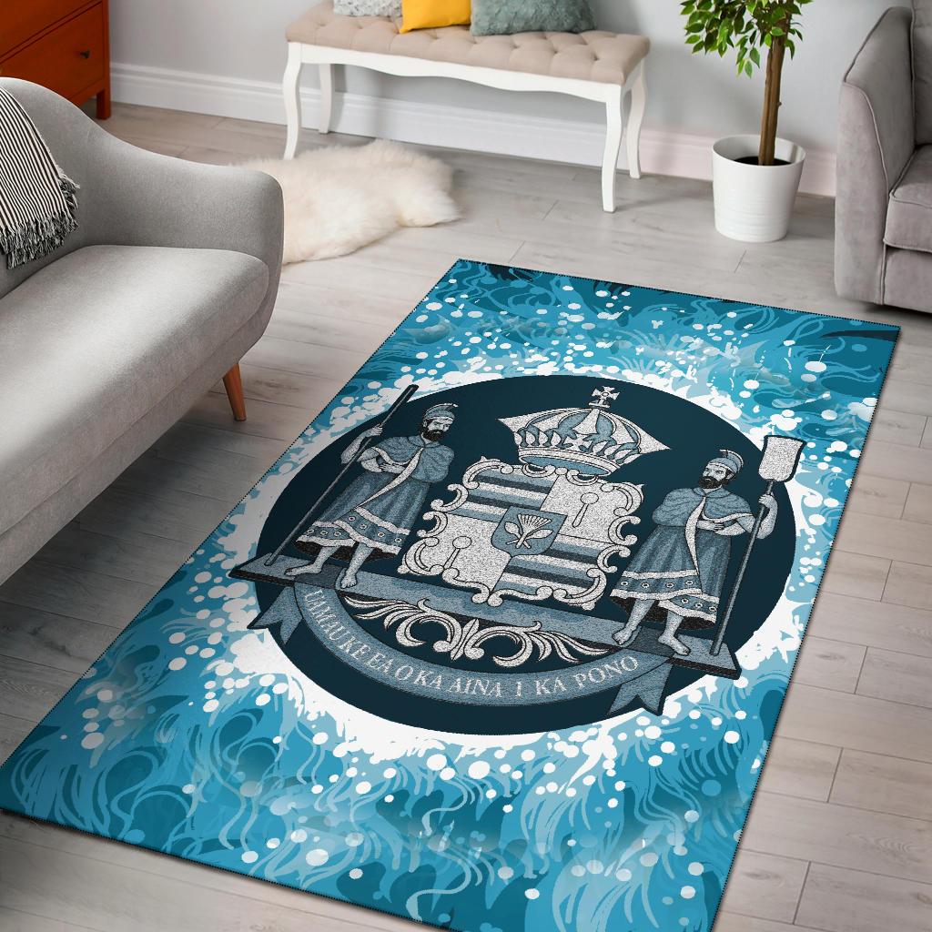 Hawaii Coat Of Arms Area Rug Discrete Style AH - Polynesian Pride