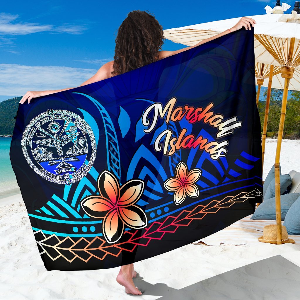 Marshall Islands Sarong - Vintage Tribal Mountain Crest One Style One Size Blue - Polynesian Pride