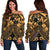 Tonga Polynesian Women's Off Shoulder Sweater - Tonga Gold Seal Polynesian Tattoo Gold - Polynesian Pride